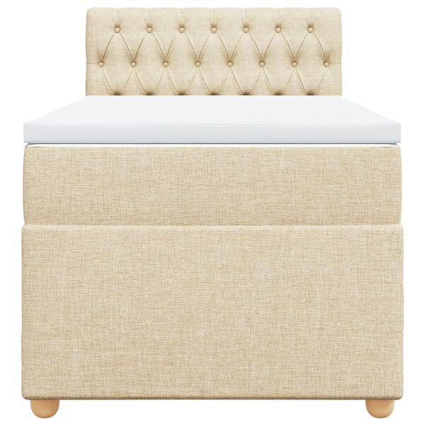 vidaXL Боксспринг легло с матрак, кремава, 90x200 см, плат