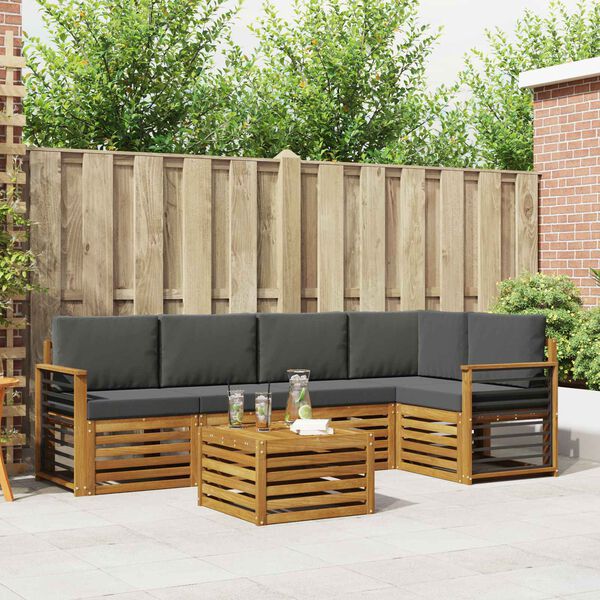 vidaXL Комплекти дивани с възглавница 6 pcs Натурален и Антрацит