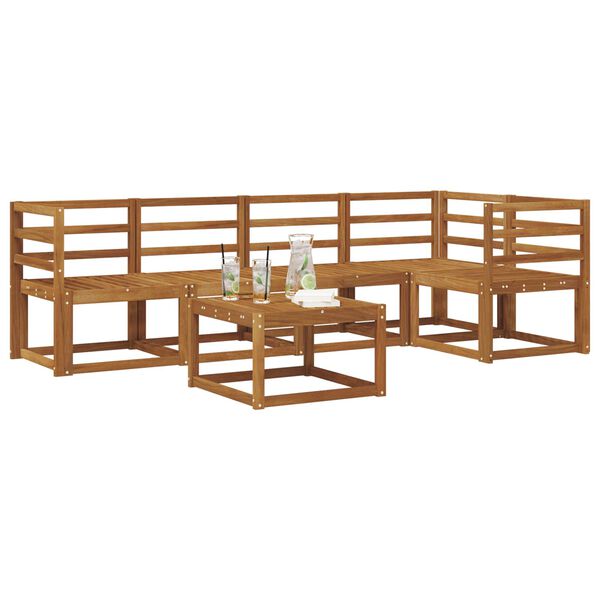 vidaXL Комплект дивани за открито 6 pcs Натурален и Крема