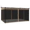 vidaXL Беседка с мрежести стени, таупе, 4x3 м, стомана