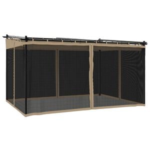 vidaXL Беседка с мрежести стени, таупе, 4x3 м, стомана