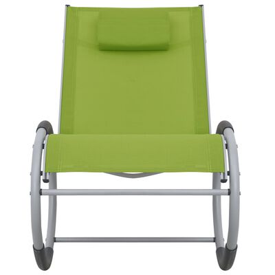 vidaXL Градински люлеещ се стол, зелен, textilene