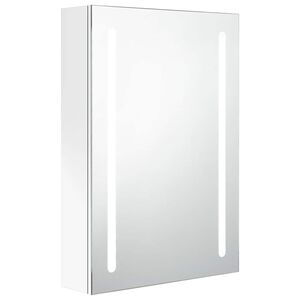 vidaXL LED шкаф с огледало за баня, сияйно бяло, 50x13x70 см
