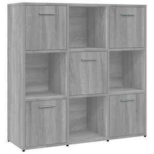 vidaXL Библиотека, сив сонома, 90x30x90 см, инженерно дърво