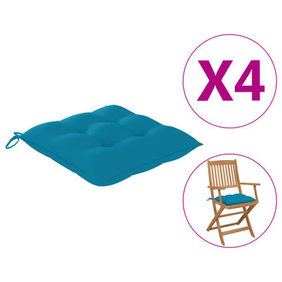 vidaXL Възглавници за столове, 4 бр, 40x40x8 см, сини