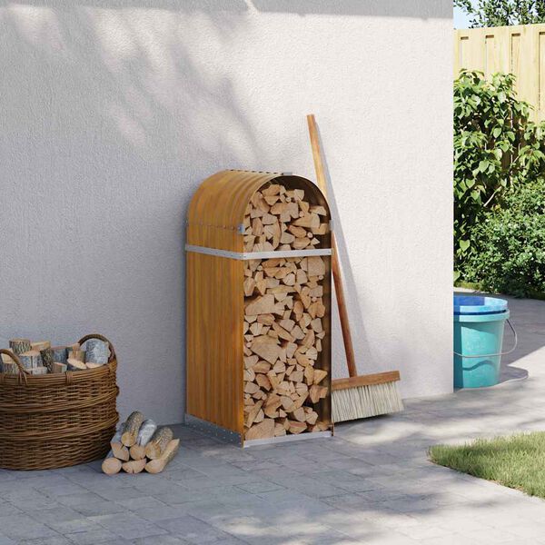 vidaXL Поставка за дърва, дървесен вид, 40x45x100 см, стомана
