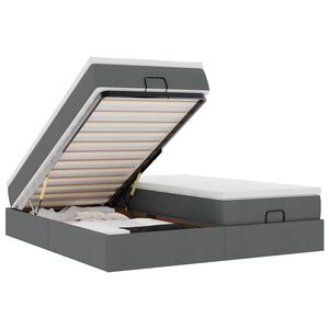 vidaXL Османска легло с матраци, тъмносиво, 200x200 см, плат