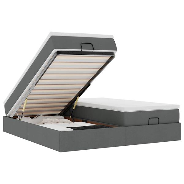 vidaXL Османска легло с матраци, тъмносиво, 200x200 см, плат