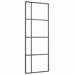 vidaXL Плъзгаща се врата, ESG стъкло и алуминий, 76x205 см, черна