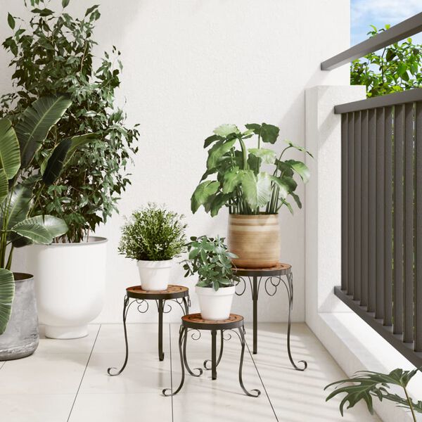 vidaXL Стойки за растения, 3 бр, теракота, керамика