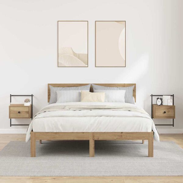 vidaXL Нощен шкаф с чекмедже 2 pcs Дъб 35 x 30 x 51 см Инженерно дърво