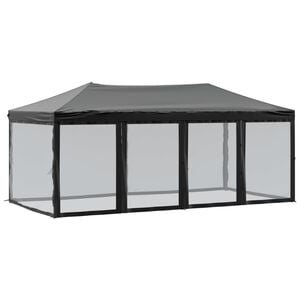 vidaXL Сгъваема парти палатка със странични стени, черна, 3x6 м