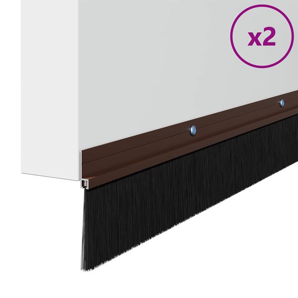 vidaXL Запечатващи четки за врата с винтово закрепване 2 pcs Кафяво