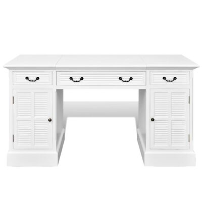 Бяло елегантно бюро с шкафове и чекмеджета