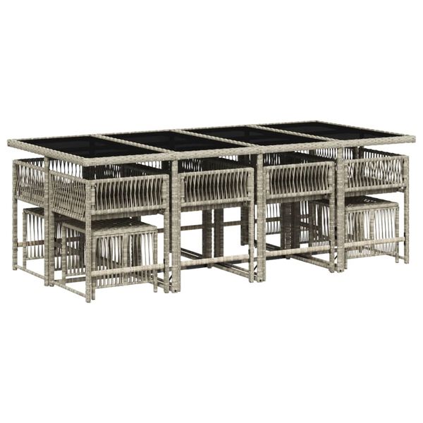 vidaXL Градински комплект от 13части с възглавници светлосив полиратан