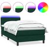 vidaXL Боксспринг легло с матрак и LED, тъмнозелено, 100x220 см, кадифе
