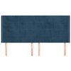 vidaXL Горна табла за легло с уши, тъмносиня,183x16x118/128 см, кадифе