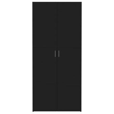 vidaXL Шкаф за обувки, черен, 80x35,5x180 см, ПДЧ