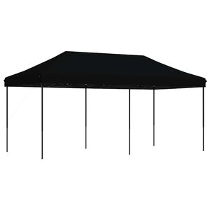 vidaXL Сгъваема парти шатра, pop-up, черна, 580x292x315 см