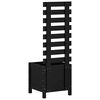 vidaXL Градинска кашпа със стойка черна 39x39,5x114 см дърво бор масив