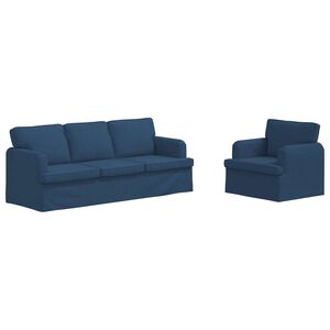 vidaXL Комплект дивани 2 бр. Синьо текстил
