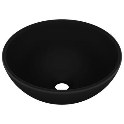 vidaXL Мивка за баня лукс кръгла матово черна 32,5x14 см керамика