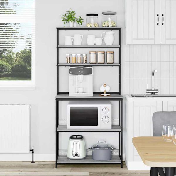 vidaXL Кухненски рафт Сив Сонома 80 x 40 x 168 см Инженерно дърво