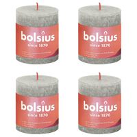 Bolsius Рустик колонни свещи Shine, 4 бр, 80x68 мм, пясъчно сиво