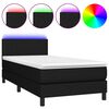 vidaXL Боксспринг легло с матрак и LED, черно, 80x200 см, плат