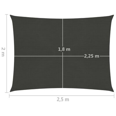 vidaXL Платно-сенник, 160 г/м², антрацит, 2x2,5 м, HDPE