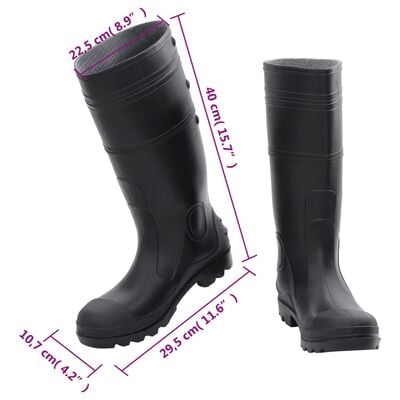 vidaXL Ботуши за дъжд, черни, размер 43, PVC