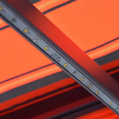 vidaXL Ръчно прибираща се тента с LED, 400x300 см, оранжево и кафяво
