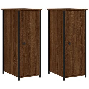 vidaXL Нощни шкафчета, 2 бр, кафяв дъб, 32x42x80 см, инженерно дърво