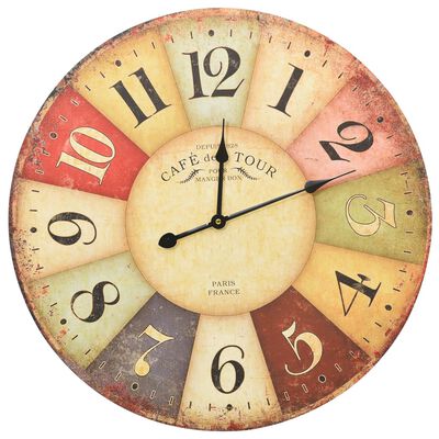 vidaXL Винтидж стенен часовник, цветен, 60 см