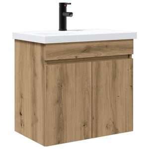 vidaXL Мивка за баня със смесител Дъб артизан 61 x 40 x 74,5 см