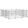 vidaXL Клетка за домашни любимци с 12 панела и врата, черна, 105x105x35 см, стомана