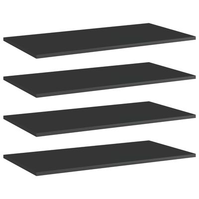 vidaXL Рафтове за етажерка, 4 бр, черен гланц, 80x40x1,5 см, ПДЧ