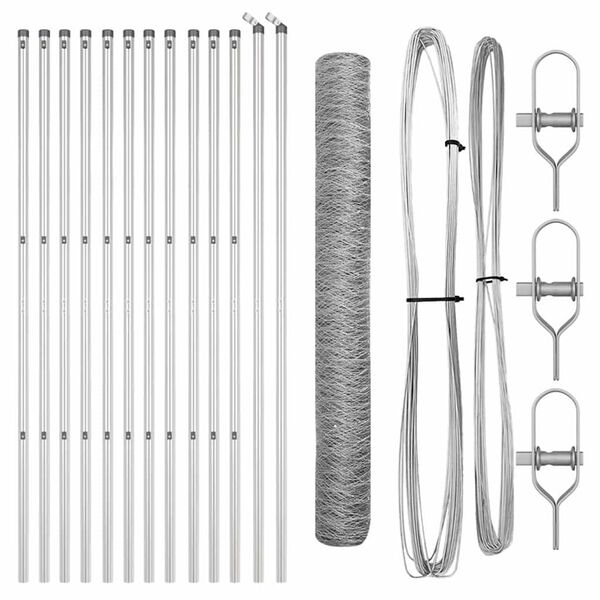 vidaXL Стълб за ограда. Сребрист 25 x 1,4 м (мрежа 36 мм) Стомана
