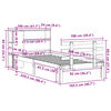 vidaXL Легло с етажерка за книги, без матрак, 100x200 см, бор масив