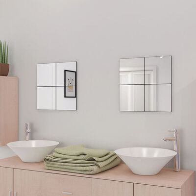 vidaXL Огледални плочки без рамки, стъкло, 16 бр, 20,5 см