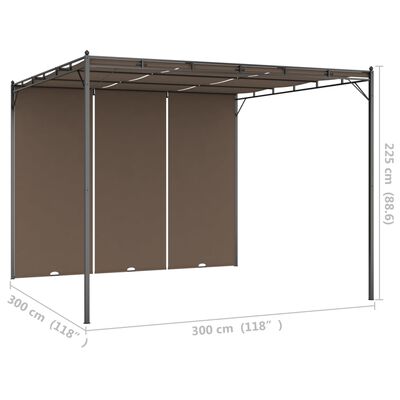 vidaXL Градинска шатра със странична завеса, 3x3x2,25 м, таупе