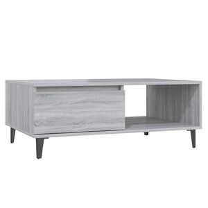 vidaXL Кафе маса, сив сонома, 90x60x35 см, инженерно дърво