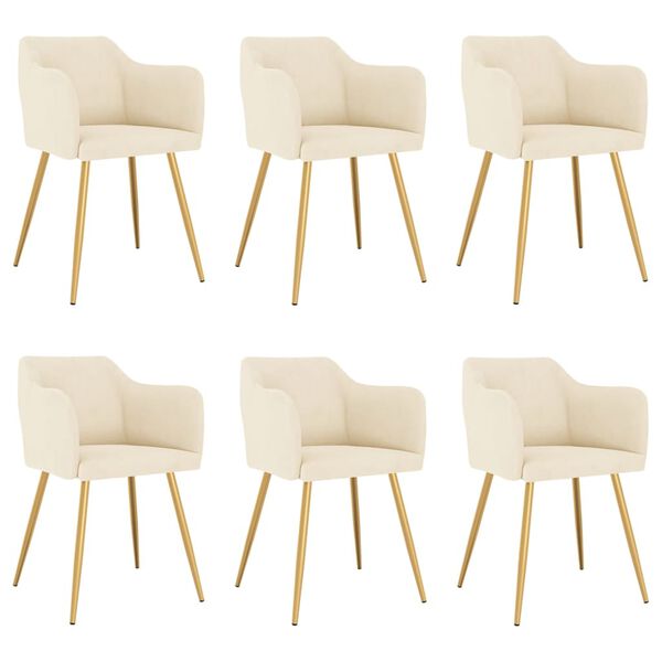 vidaXL Трапезни столове, 6 бр, кремави, кадифе