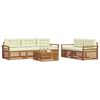 vidaXL Комплект дивани за открито 6 pcs Натурален и Крема