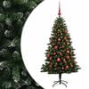 vidaXL Изкуствена коледна елха с топки 120 см 150 LED светодиода