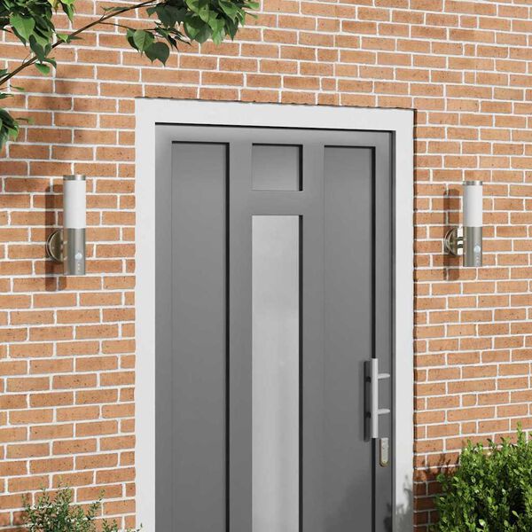 vidaXL Външна стенна лампа 2 pcs Сребрист 15 x 7,5 x 33 см