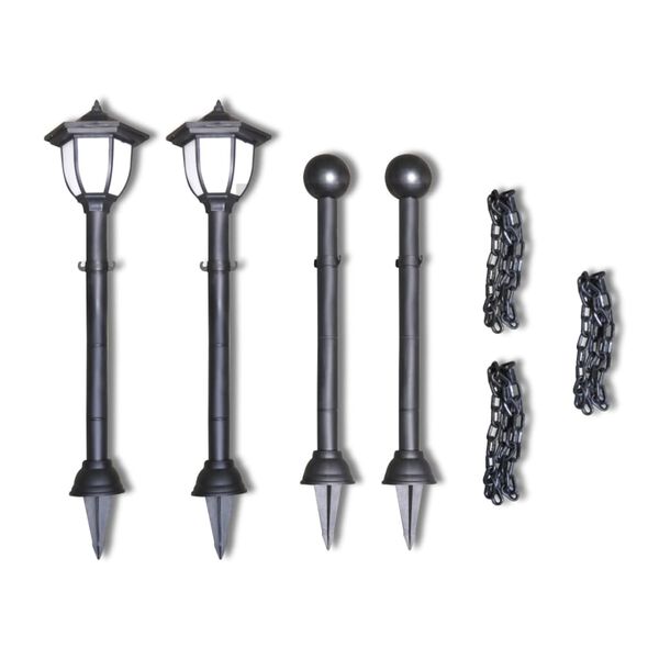 Градинска верижна преграда - соларно осветление, 2 LED лампи 2 стълба