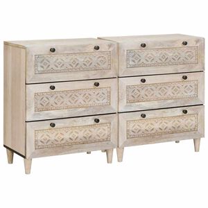 vidaXL Служебен шкаф 2 pcs Бяло 120 x 33,5 x 75 см мангово дърво масив