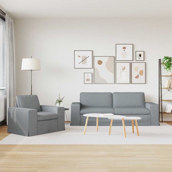 vidaXL Диван 2 pcs Светлосиво 182 x 80 x 82 см текстил