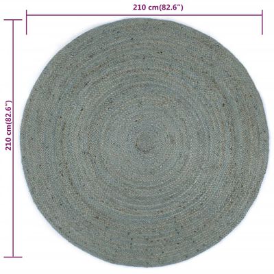 vidaXL Ръчно тъкан килим от юта, кръгъл, 210 см, маслиненозелен